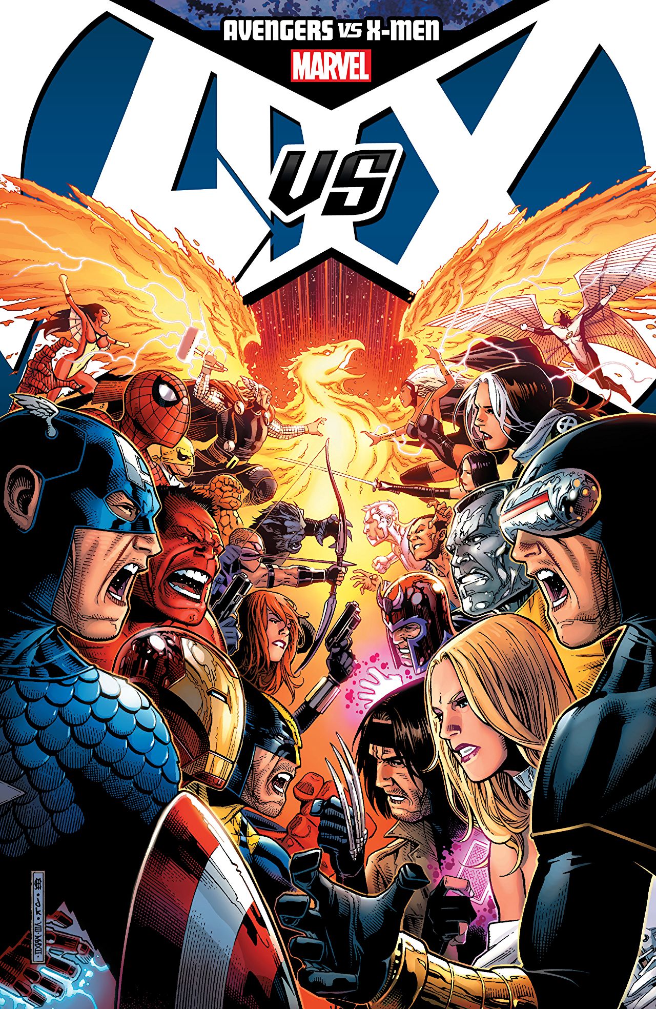 Imagen de una de las portadas del comic Avengers vs X-Men